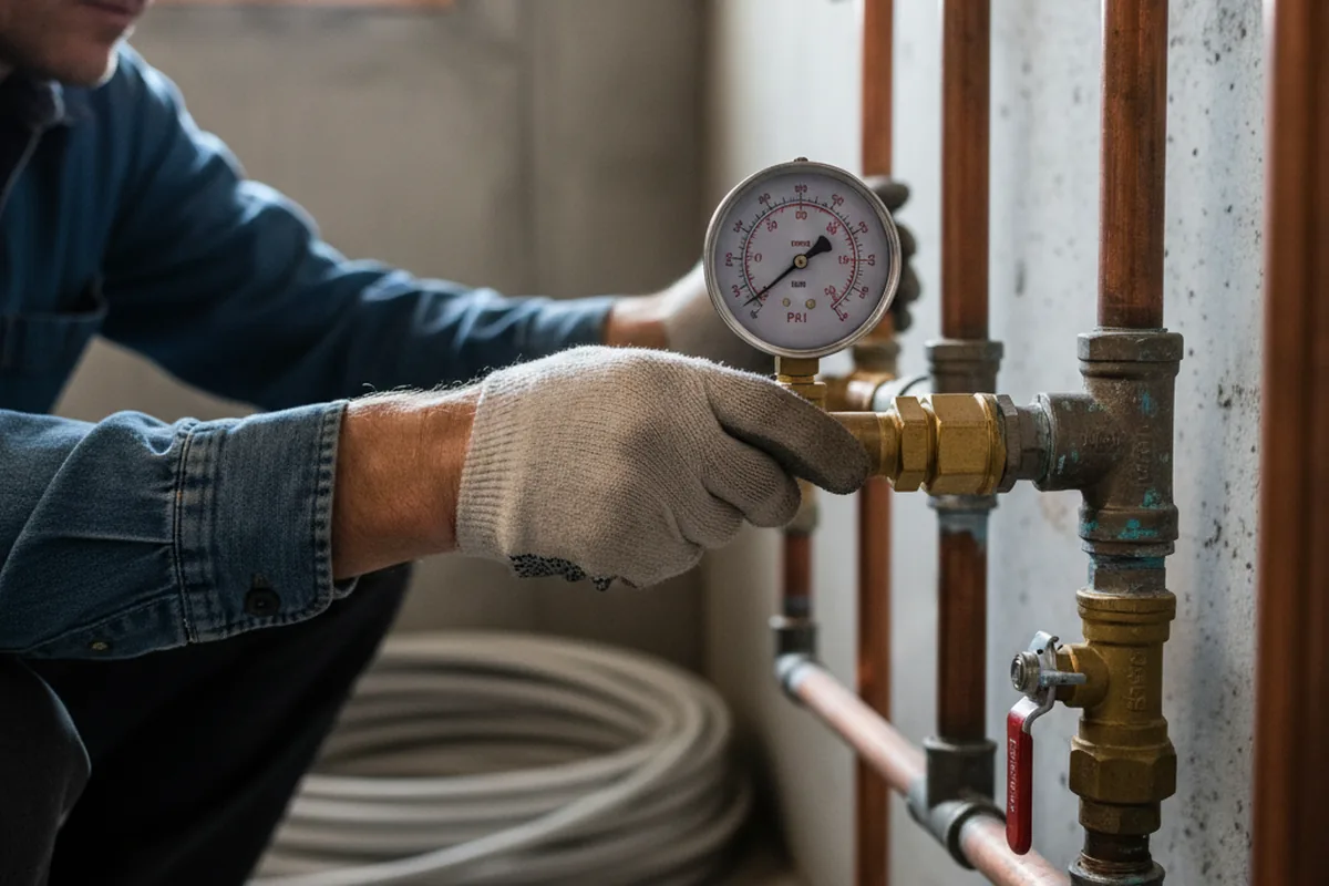 Pressure testing a repaired line during Water Line Repair in Swansboro